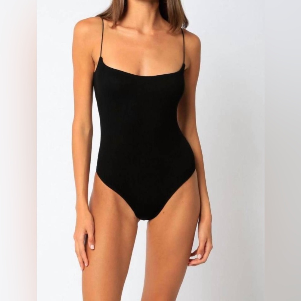 OLIVIACEOUS Black Strappy Bodysuit with Openback